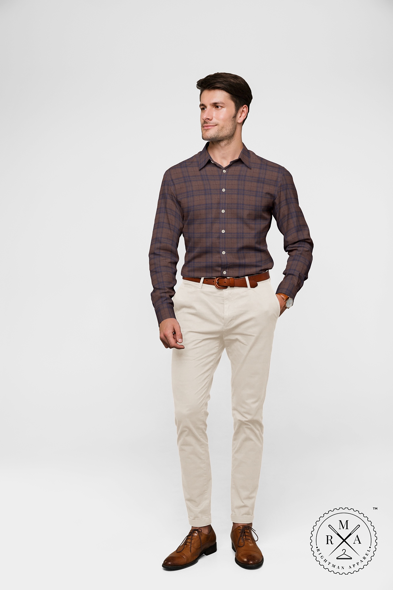 Brown Blue Checks Shirt SH334